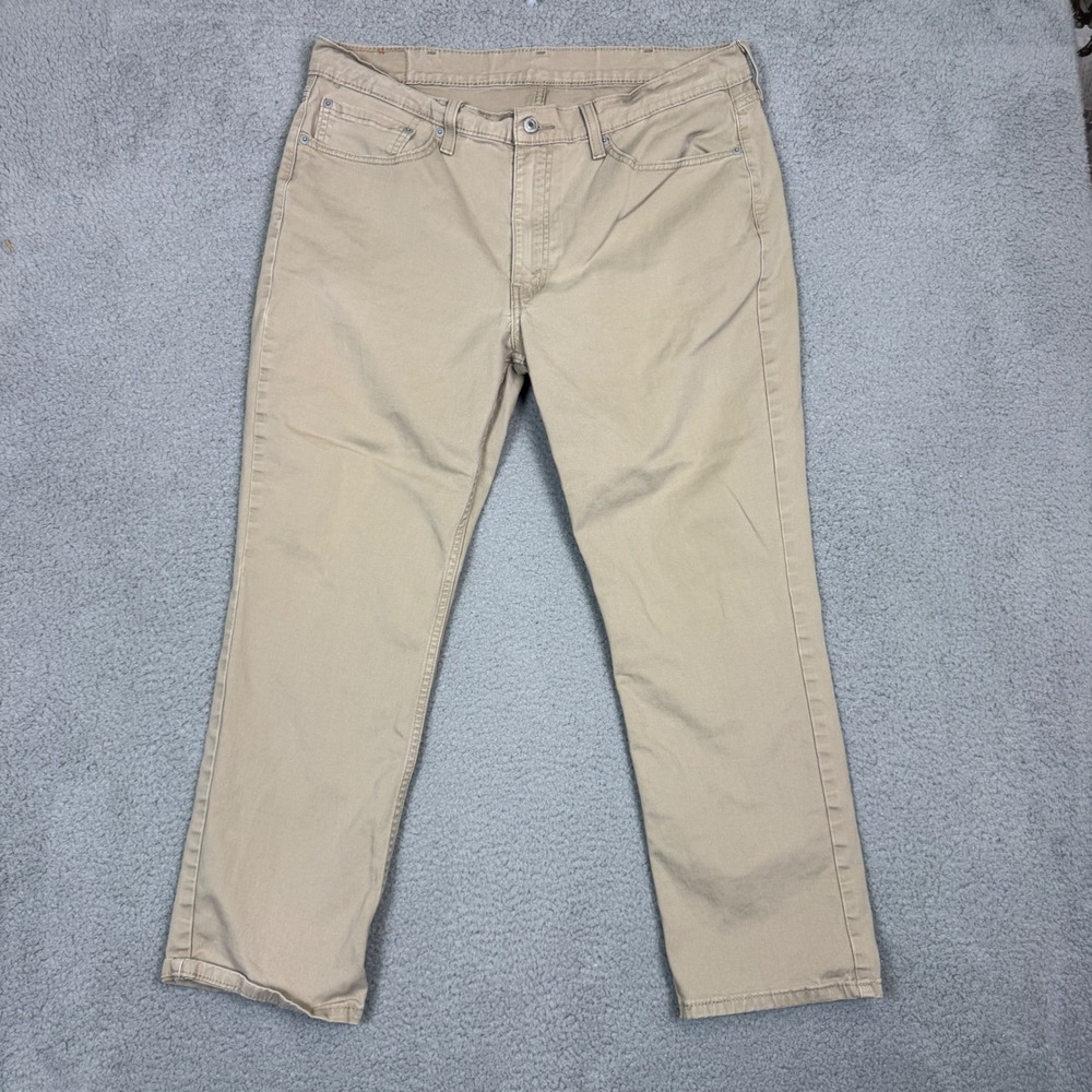 Levis 514 Straight Fit Khaki Tan Chino Pants Mens 36x28 Stretch Cotton 5-Pocket